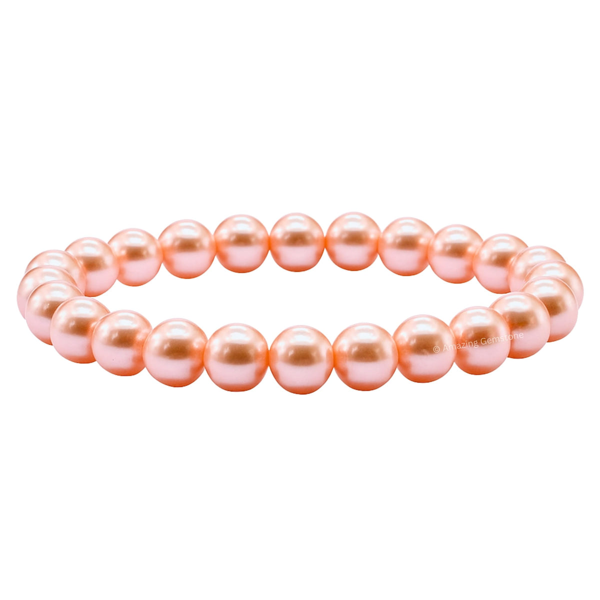 Amazing Gemstone Crystal Bracelet for Women Men's Gifts - Protection Healing Crystal Bracelet - 8mm Gemstone Beaded Stretchable Bracelet Pulseras Para Hombres Mujer Stocking Stuffers Mothers Day Gift (Peach Pearl)