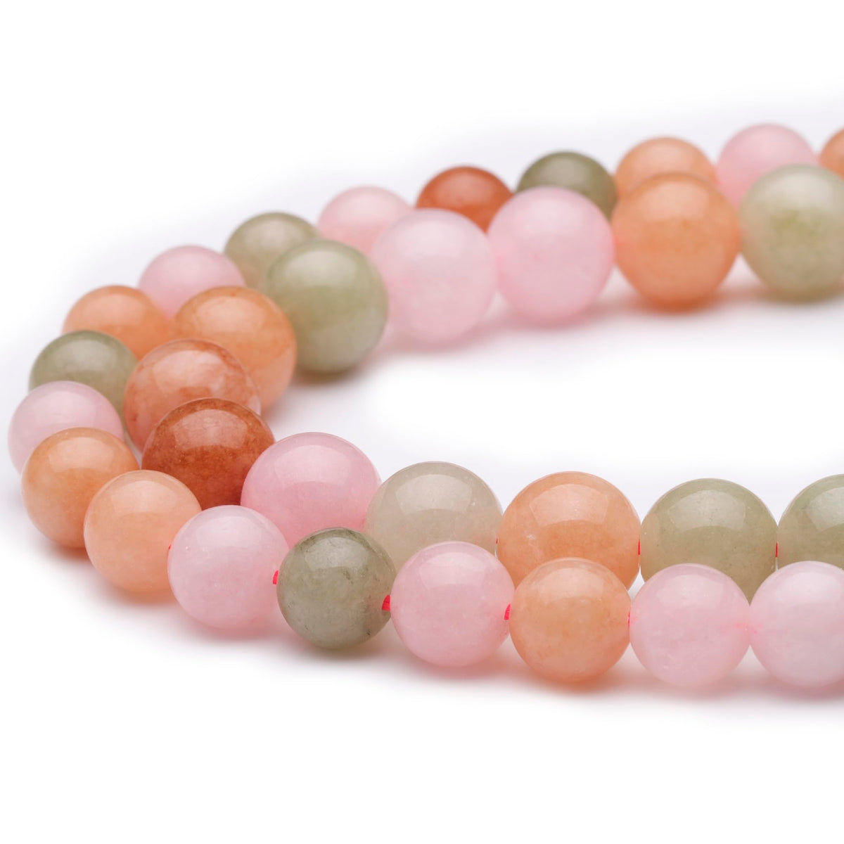 Youngbling Natural Gemstone Beads for Jewelry Making,6mm Colorful Flower Jade Polished Round Smooth Stone Beads for Bracelet Necklace 15 Inch(Colorful Flower Jade,6mm)