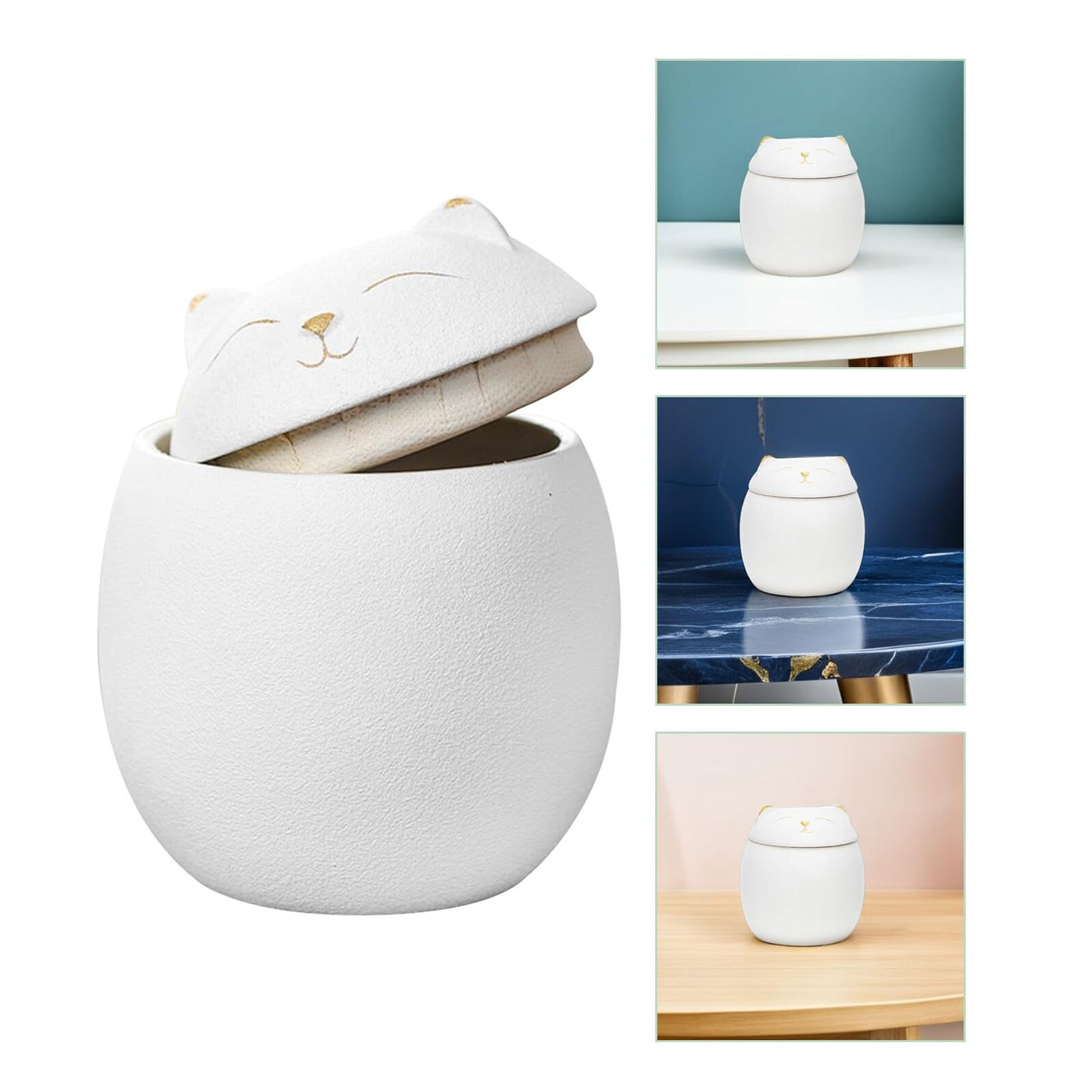 SHOWERORO Lucky Cat Storage Jar Tea Containers Coffee Bean Container Sealable Containers Cat Ceramic Tea Jar Candle Tins Salt Bottles Storage Decorative Home