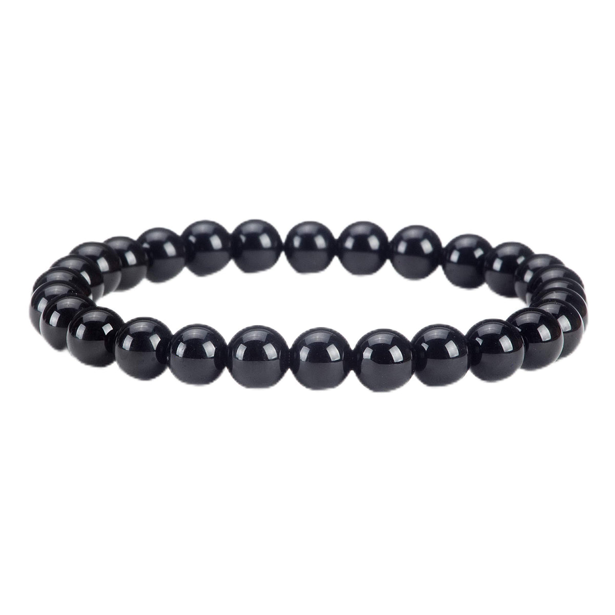 Cherry Tree Collection - Small, Medium, Large Sizes - Gemstone Beaded Bracelets For Women and Men - 6mm Round Beads (Black Agate - Medium)