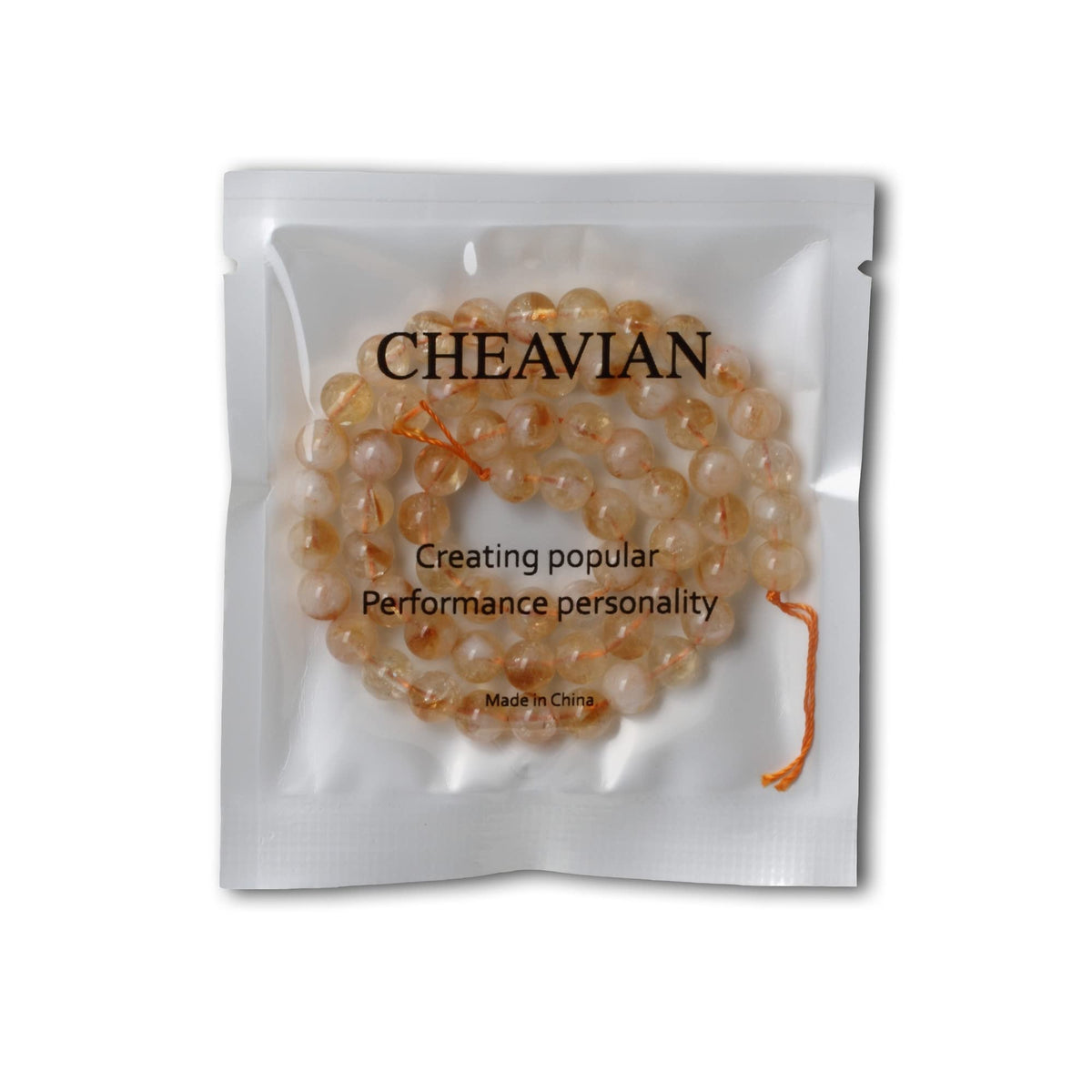 CHEAVIAN 60PCS 6mm Natural Yellow Feather Citrine Gemstone Round Loose Beads Crystal Energy Stone Healing Power for Jewelry Making 1 Strand 15"