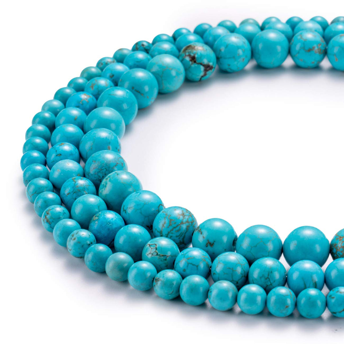 BEADIA Natural Blue Turquoise Stone Round Loose Semi Gemstone Beads for Jewelry Making 10MM 38PCS