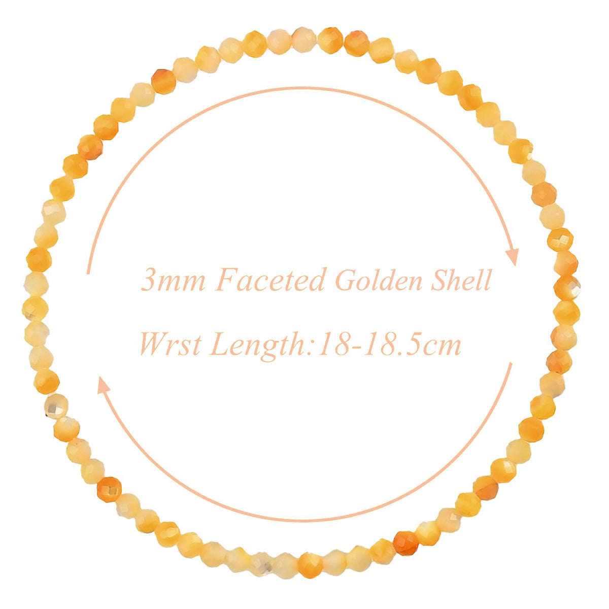 MASSIVE BEADS Natural Genuine Gemstone Beads Healing Crystal Chakra Reiki Jewelry Faceted Round Beads Bracelets (Golden Shell, 3mm)