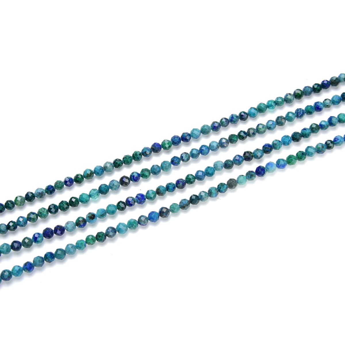 Adabele 15 Inch Natural Lapis Chrysocolla Healing Gemstone 3mm (0.12 Inch) Tiny Small Faceted Round Loose Beads Stone Spacer (125-135pcs) for Craft Jewelry Making GK3-14