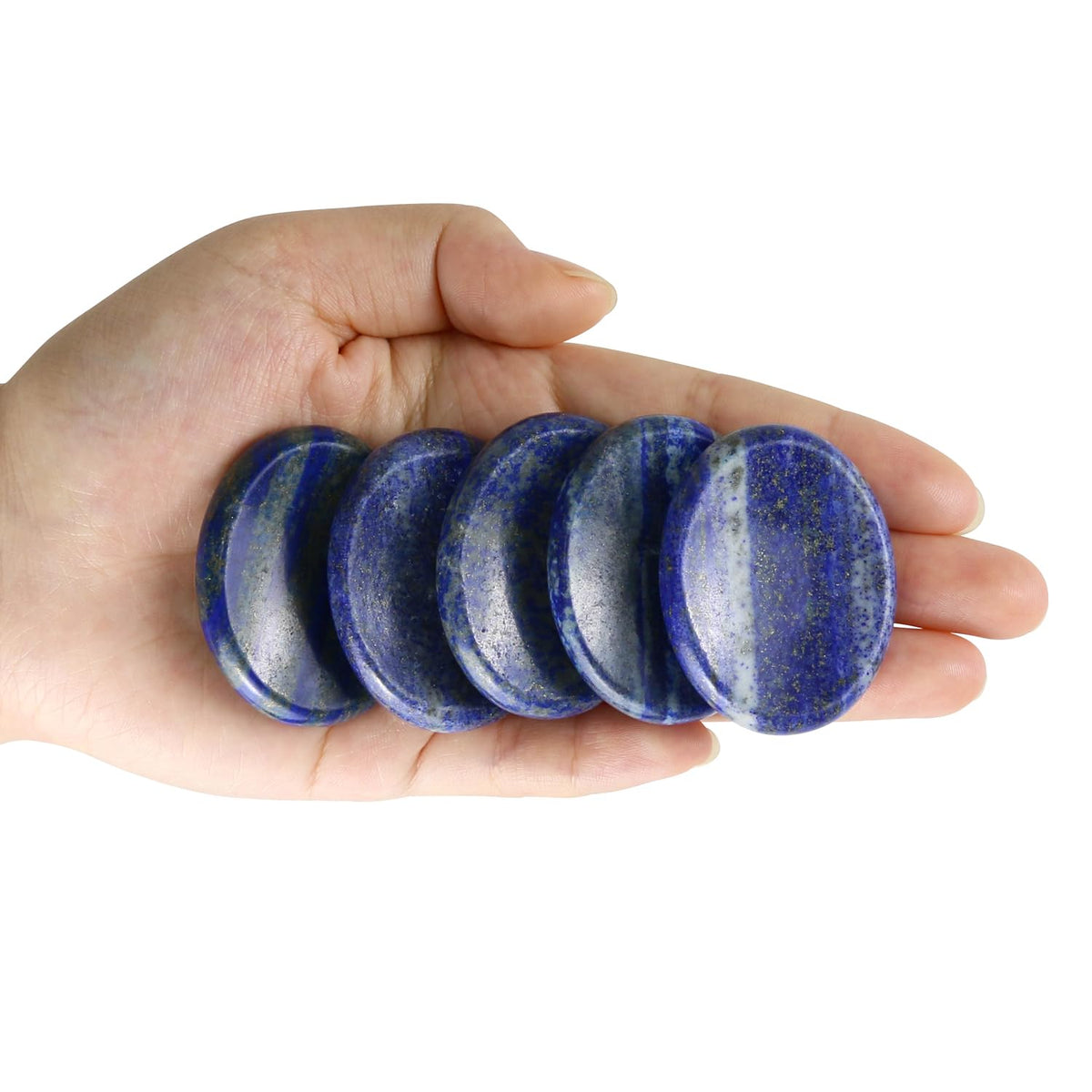 Nvzi Worry Stones Lapis Lazuli Crystals, Chakra Crystals and Healing Stones, Oval Palm Stone, Thumb Stone, Crystals for Beginners, Spiritual Gifts for Women, Meditation Accessories (1PCS)