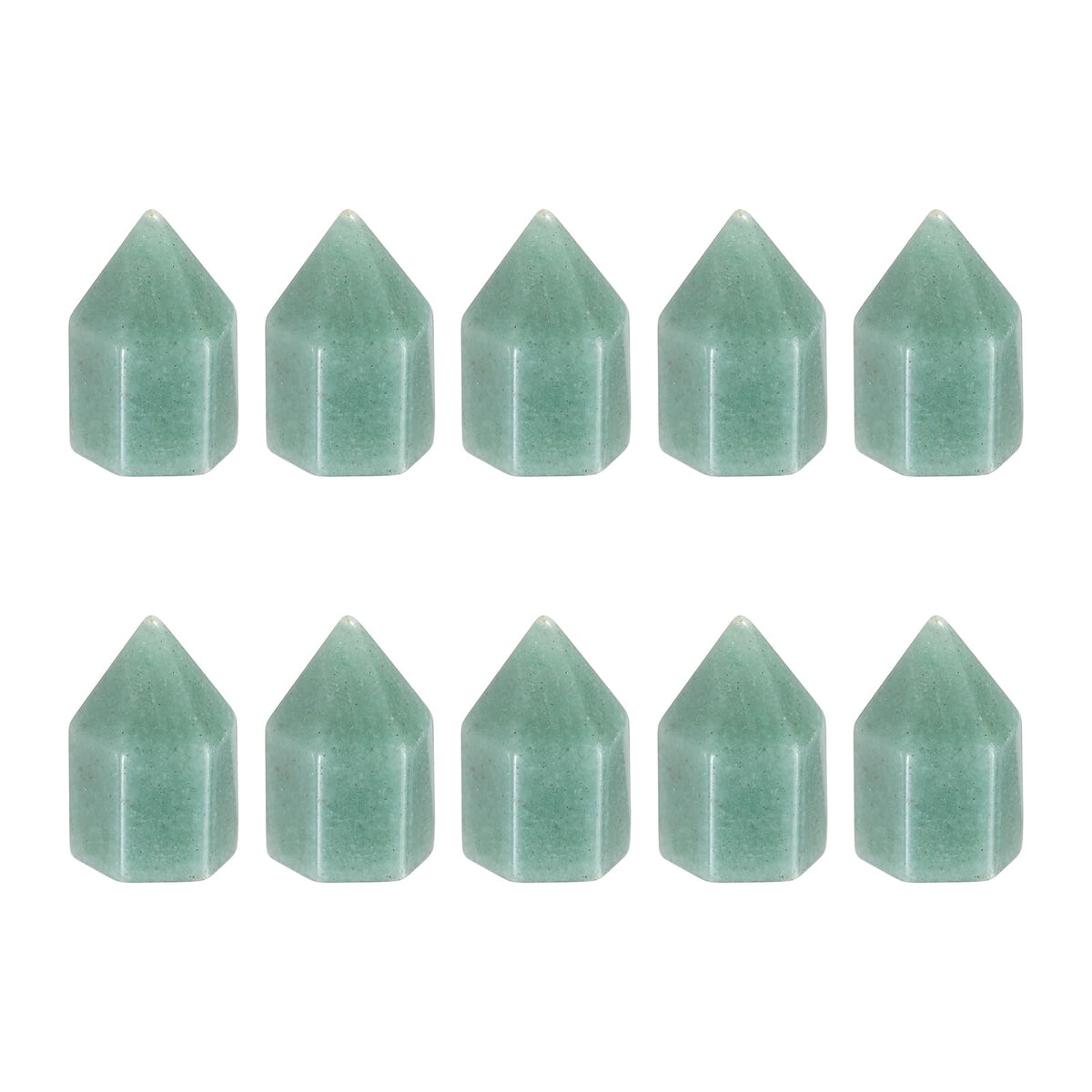 MECCANIXITY Crystals Wands Green Aventurine Hexagonal Faceted Single Points Towers Pocket Polished Stone Bulk for Energy Chakra Meditation Crystal Healing, 15 x 25mm (Green),5Pcs