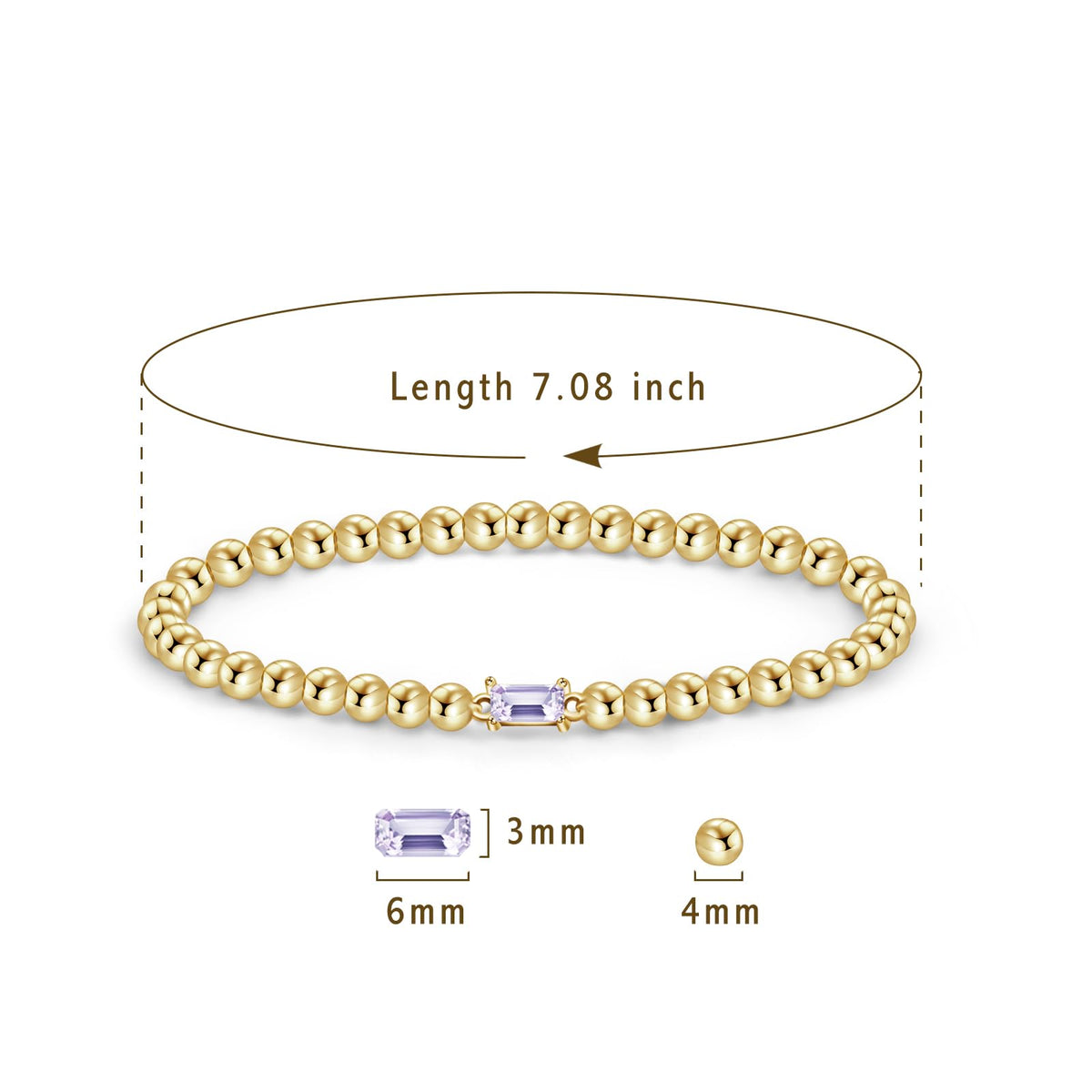 Free bird Gold Bracelet Stack 14K Gold Plated Simple Gold Bead Bracelets Alexandrite Bracelet June Birthstone Bracelets for Women Trendy Gold Bracelets for Birthday Gift