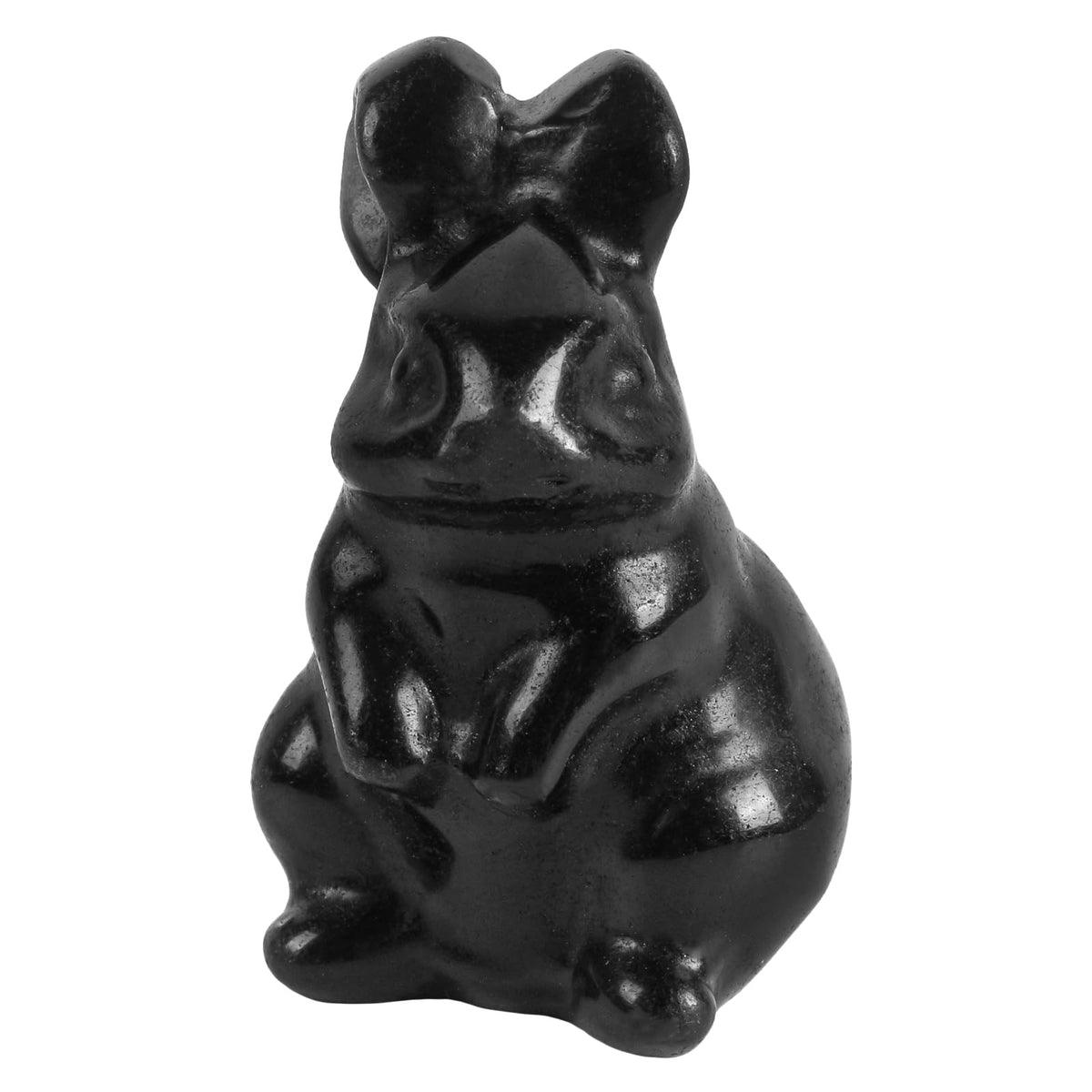 Loveliome Rabbit Crystal Decor Figurines, 2 Inches Natural Healing Stones Hand Carved Sculpture Ornaments Colletctible, Black Obsidian