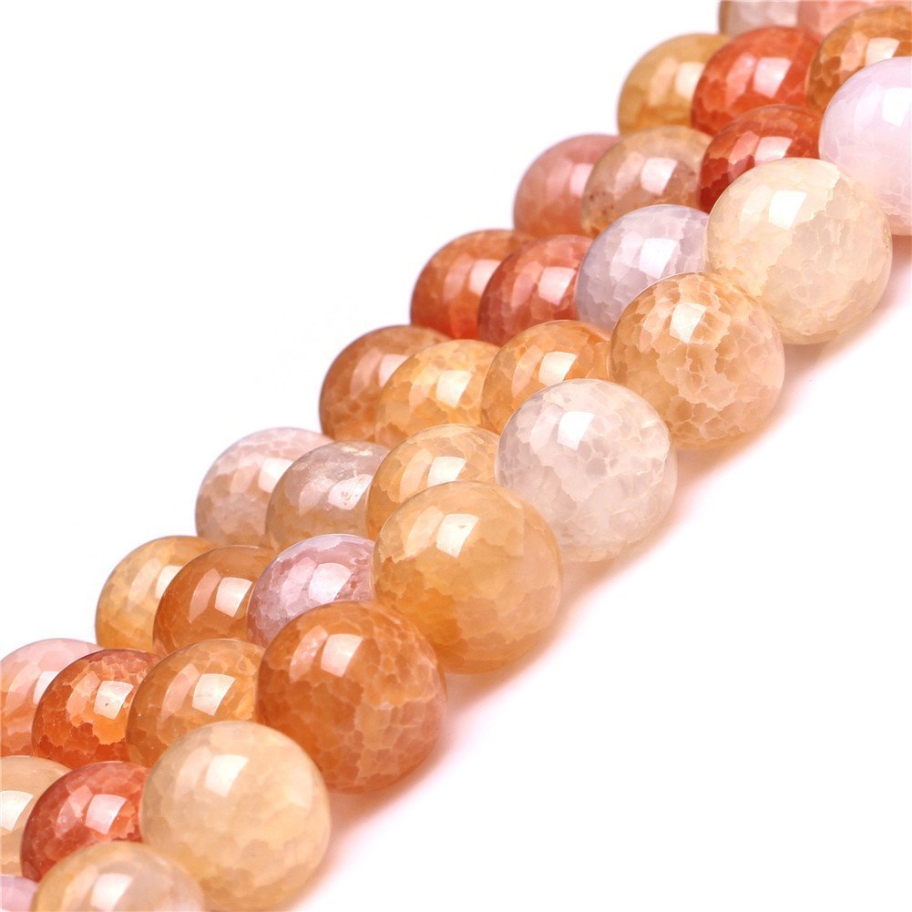 6mm Natural Crackled Agate Beads Round Gemstone Loose Beads for Jewelry Making (63-66pcs/strand)