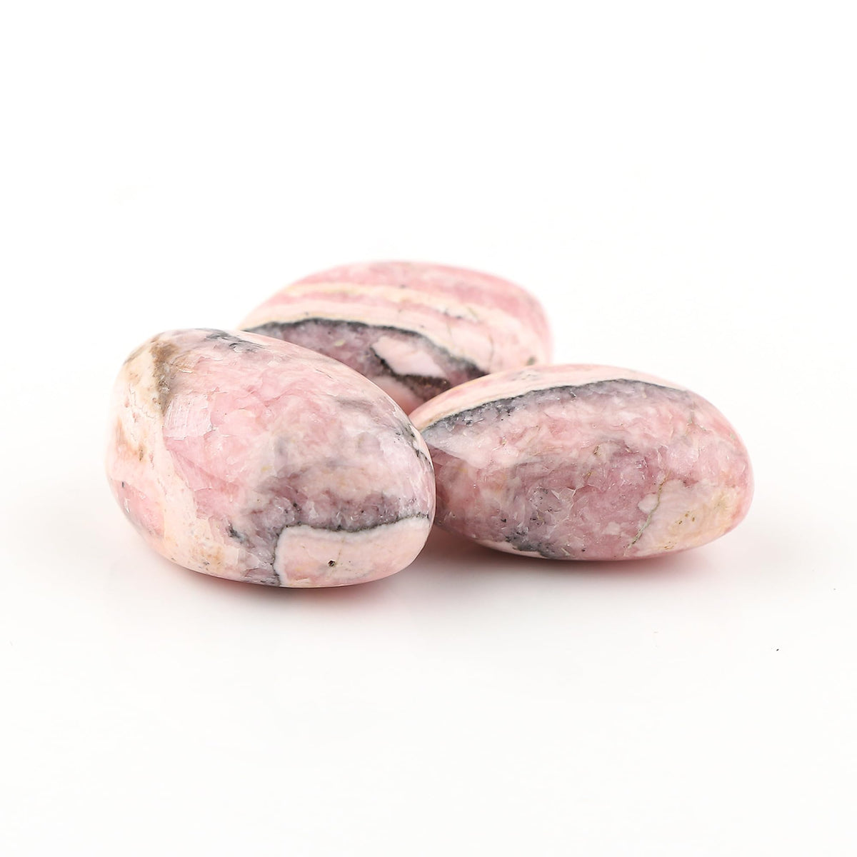CRYSTALINES (3pcs) AAA Grade Natural Pink Rhodochrosite Gemstone, Wholesale Polished Tumbled Stones, DIY-Crafts, Jewelry Making, Chakra Healing Crystals, Gem Collection
