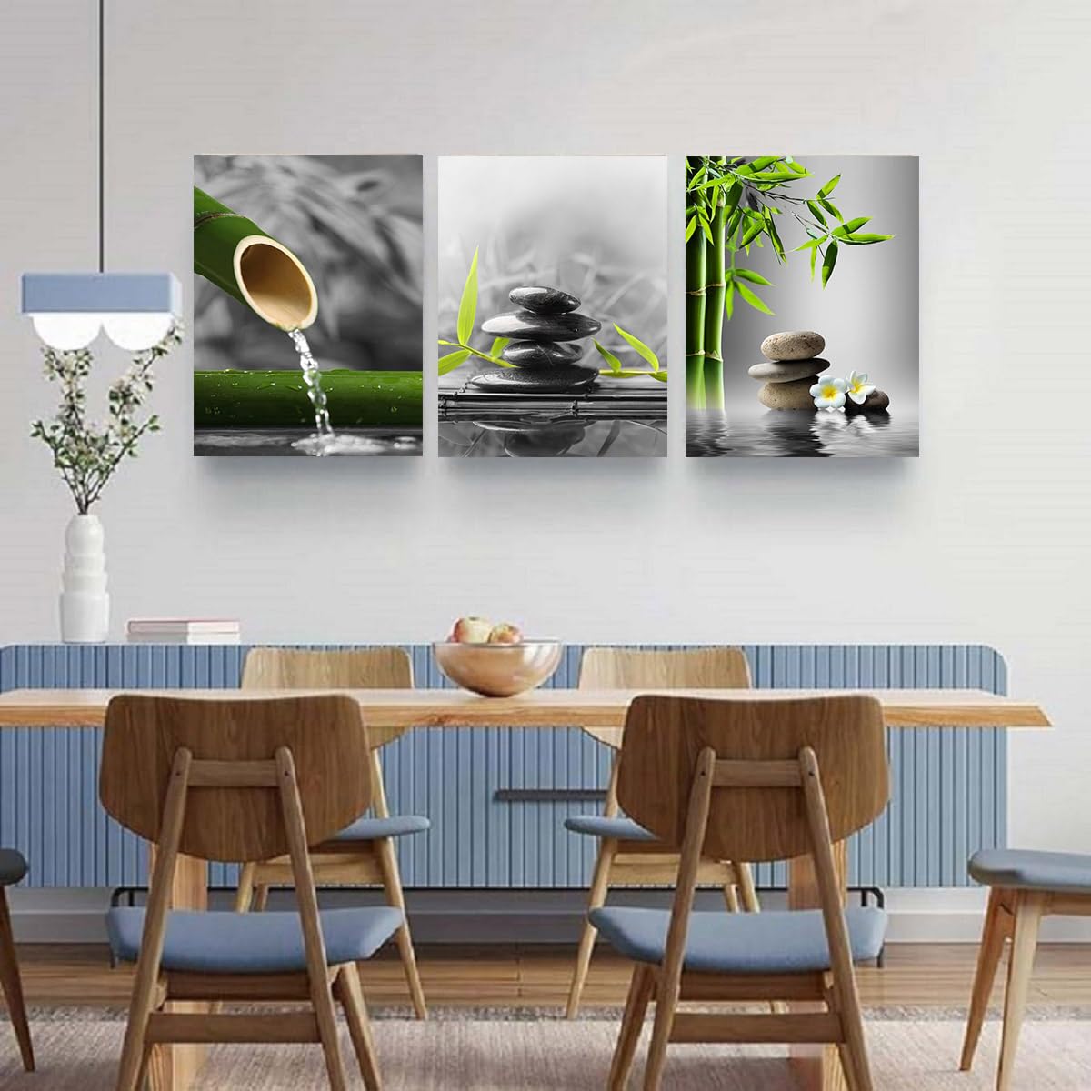 Yxbhhym- Bathroom wall art Black and White Gray Green Room Decor Zen Poster Canvas Pictures Zen Artwork for Spa Living Room Wall Art Kitchen Bedroom Decor Home Framed Prints Art