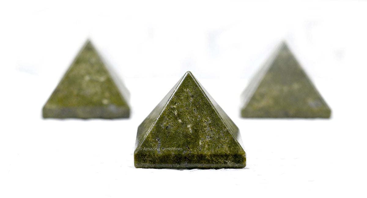 Amazing Gemstone Vesuvianite Pyramid Crystal Healing Stones - 1" Great Pyramid Figurine of Natural Stone Pyramid for Meditation, Reiki, Chakra Balancing and Crystal Pyramids Grid