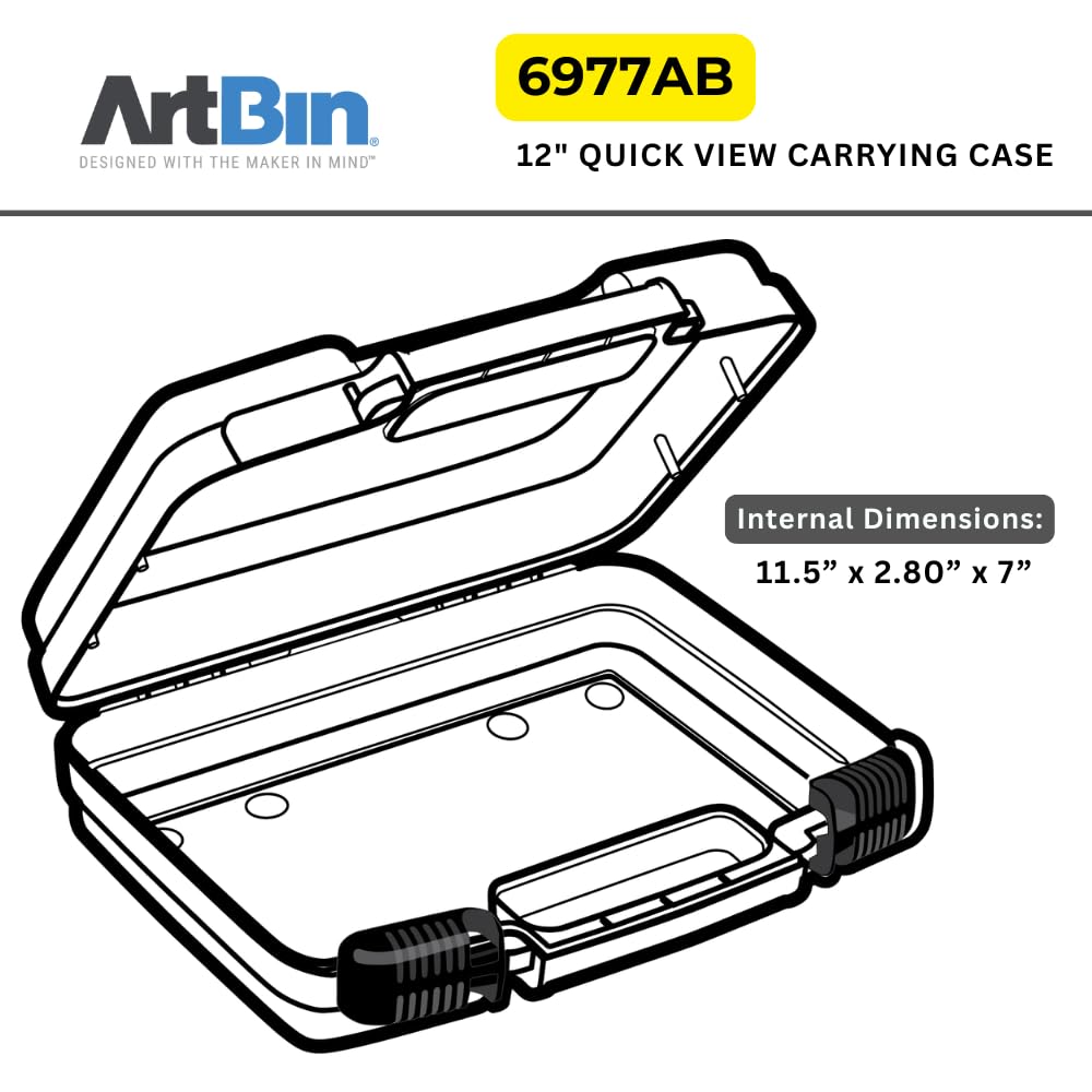 ArtBin 6977AB 12 inch Quick View Deep Base Carrying Case, Portable Art & Craft Organizer with Handle, [1] Plastic Storage Case, Translucent