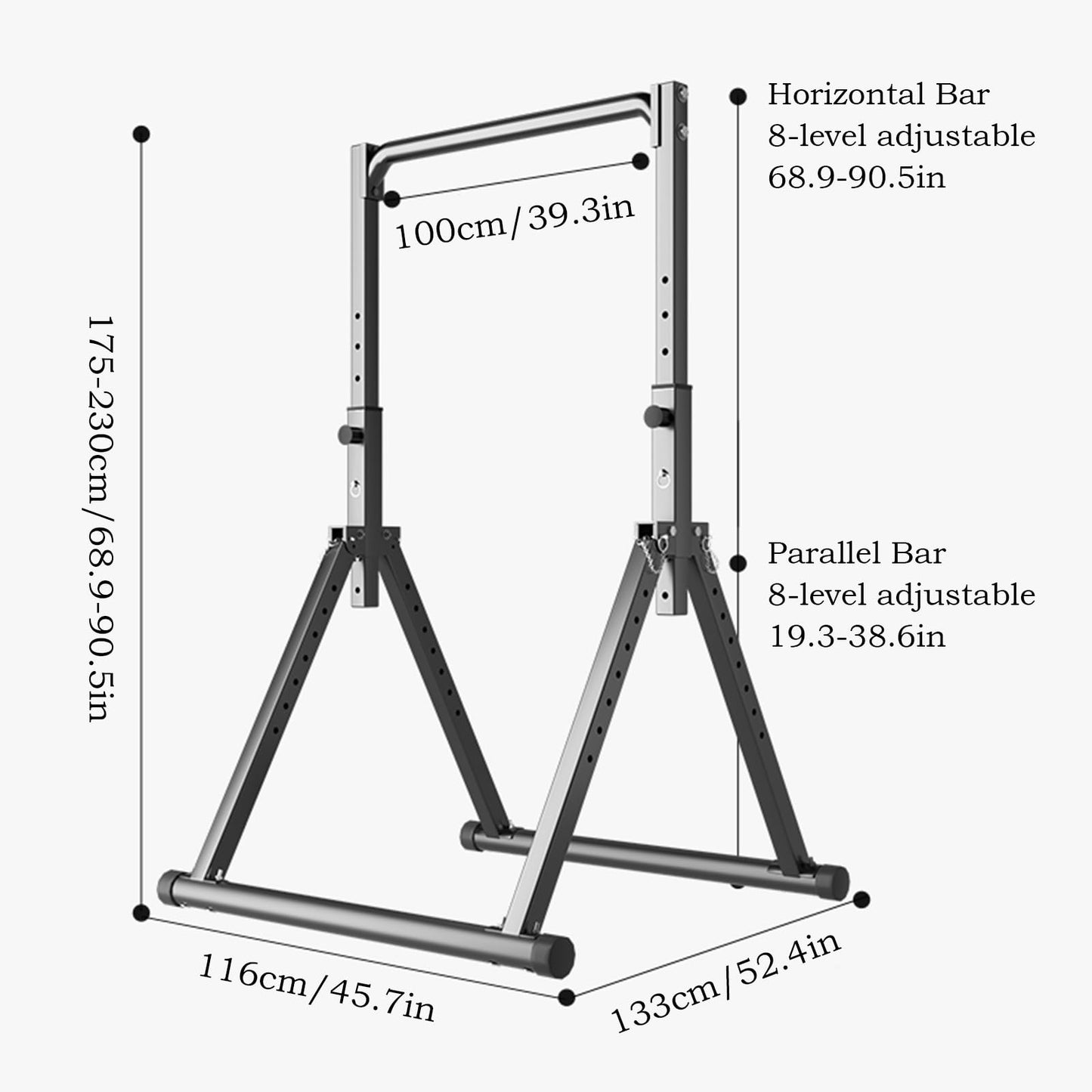 Freestanding Pull Up Bar Foldable Power Tower Dip Station Adjustable Dip Bar Strength Training Equipment For Home Gym Support 1100lbs Black