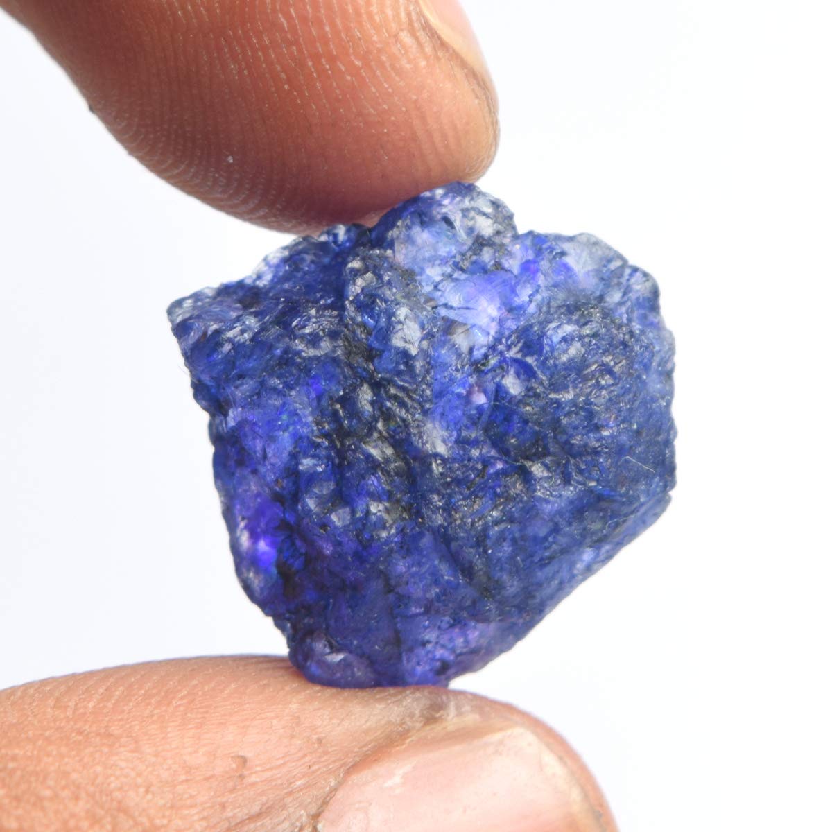 GEMHUB Rough Blue Sapphire Gemstone 14.00 Carat Natural Raw Rough Certified Blue Sapphire Stone