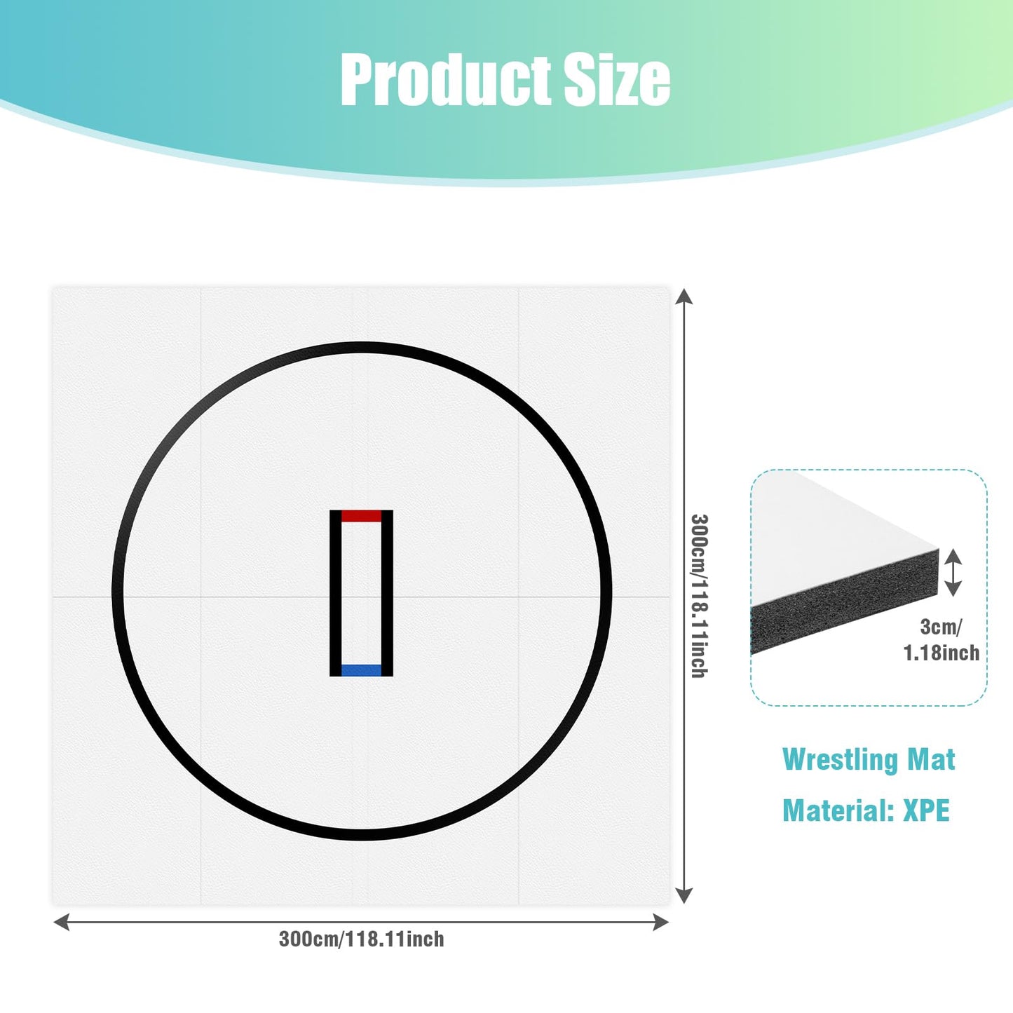 10x10ft Roll-Up Design Wrestling Mat for Home Foldable XPE Jiu Jitsu Floor Exercise Mat 1.2inch Thick for BJJ MMA Martial Art Boxing Grappling and Judo