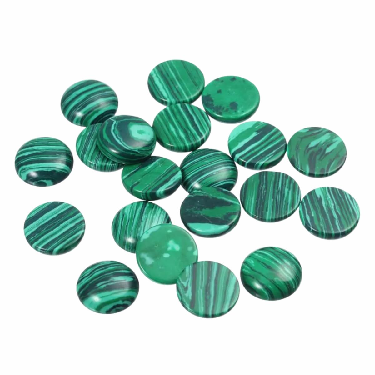 20pcs 4mm Natural Stone No Hole Malachite Semicircle Smooth Cabochons Beads Healing Chakra Crystal Stone Bead for Jewelry Making Rings Earrings Necklace Bracelet DIY Crafts