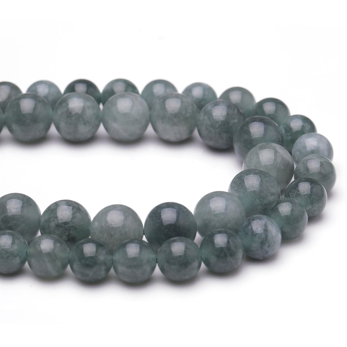 Chicager Natural Jade Beads for Jewelry Making,8mm Blue Jadeite Polished Smooth Round Gemstone Beads for Bracelet Necklace 15 Inch