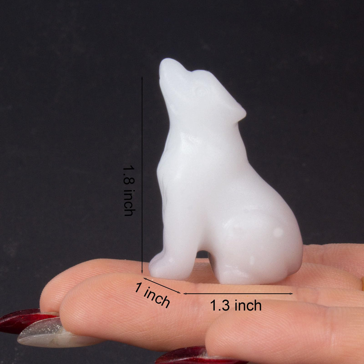 Hguxmcu White Jade Wolf Figurine,Crystal Carved Statue for Home Office Desk Decor,Hand Carved 1.8 Inch Healing Crystal,Spirit Animal Gift for Wolf Lovers,Good Luck Feng Shui Protection Totem