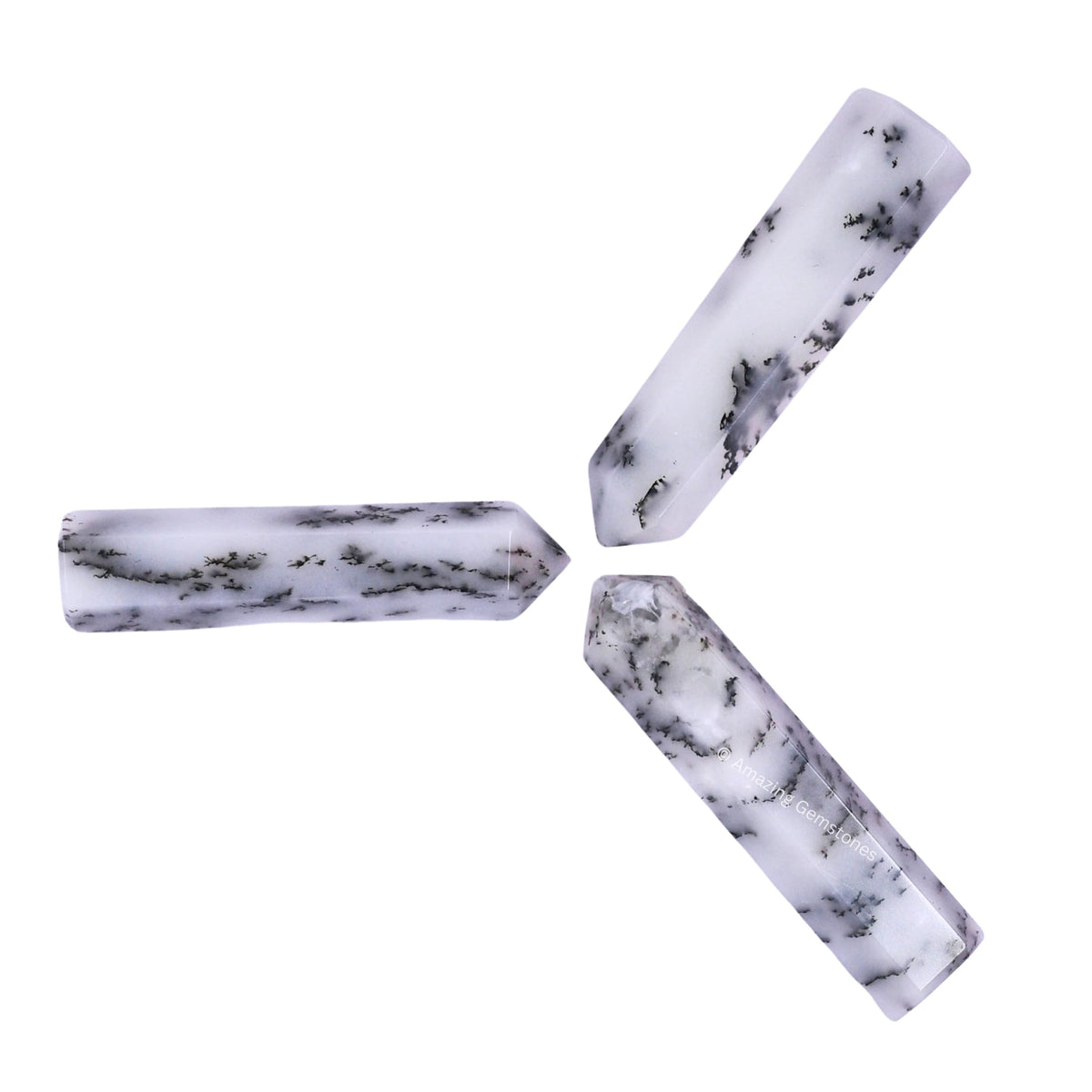 Amazing Gemstone Dendrite Opal Crystal Points Bulk Healing Crystals - Pack of 3 Single Terminated Healing Wand Point Bulk Crystals for Crafts, Crystal Grid, DIY Work - - Beginners Gift