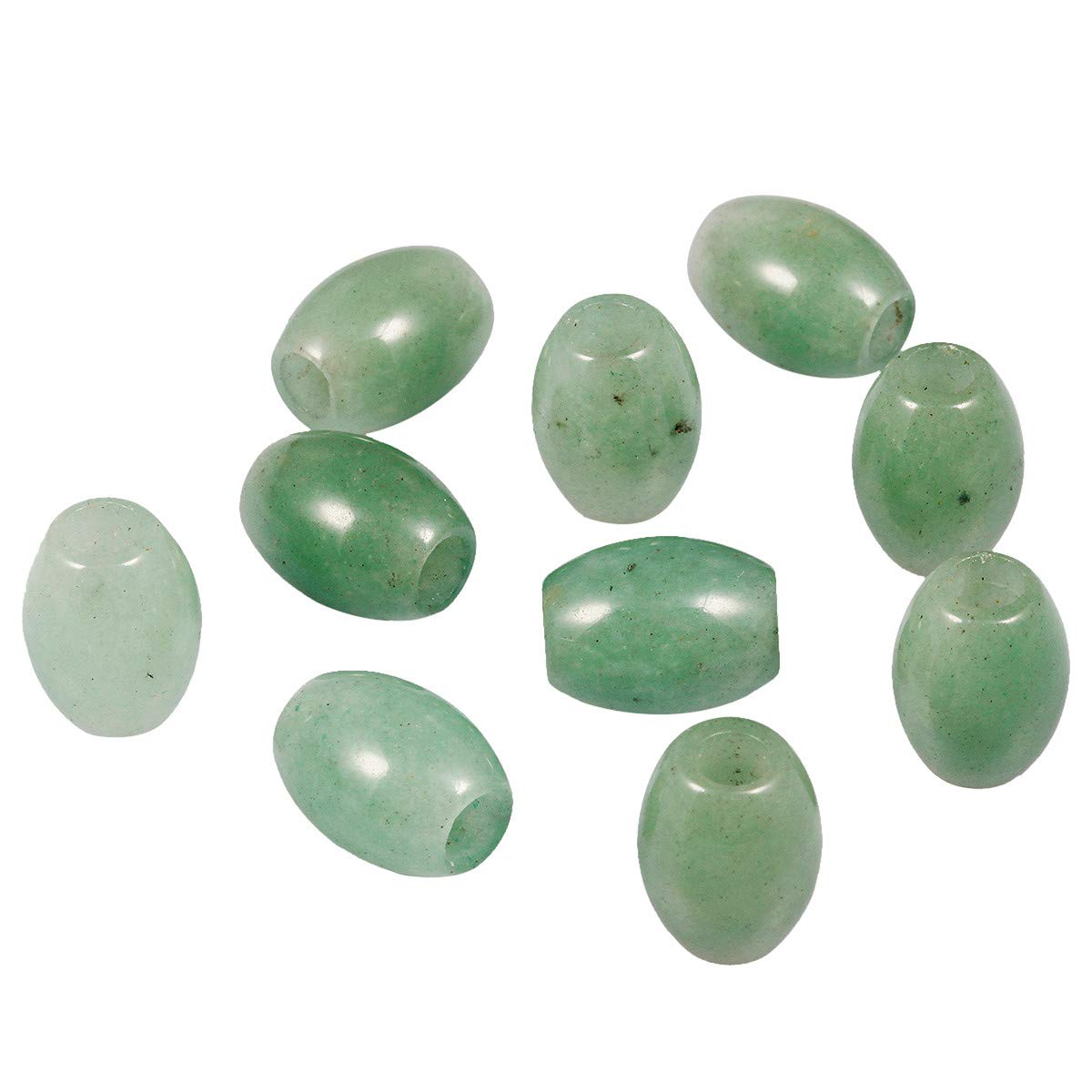TUMBEELLUWA Stone Bead for Jewelry Making, Healing Crystal Large Hole Oval Shape Loose Beads Pack of 15, Green Aventurine