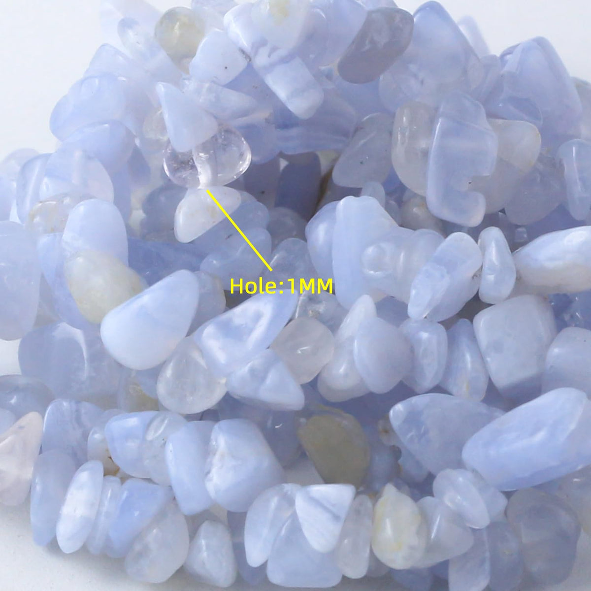 31 inches Chip Stone Loose Gemstones Beads Drilled Strand for Jewelry Making (Blue Lace)