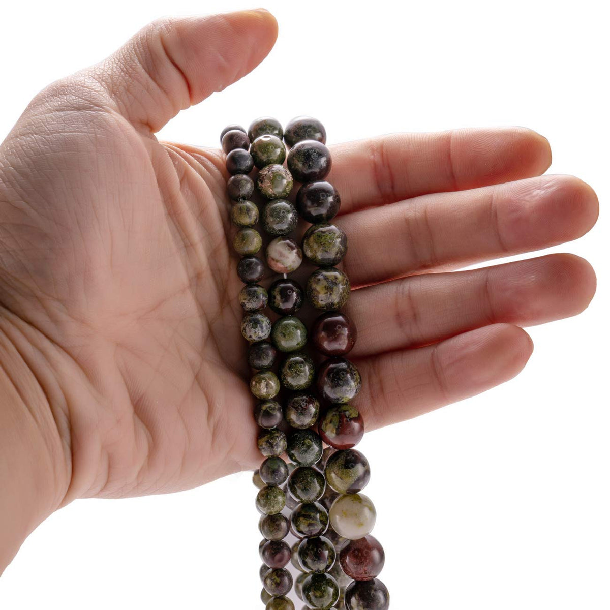 BEADIA Natural Dragon Blood Stone Round Loose Semi Gemstone Beads for Jewelry Making 8MM 44PCS