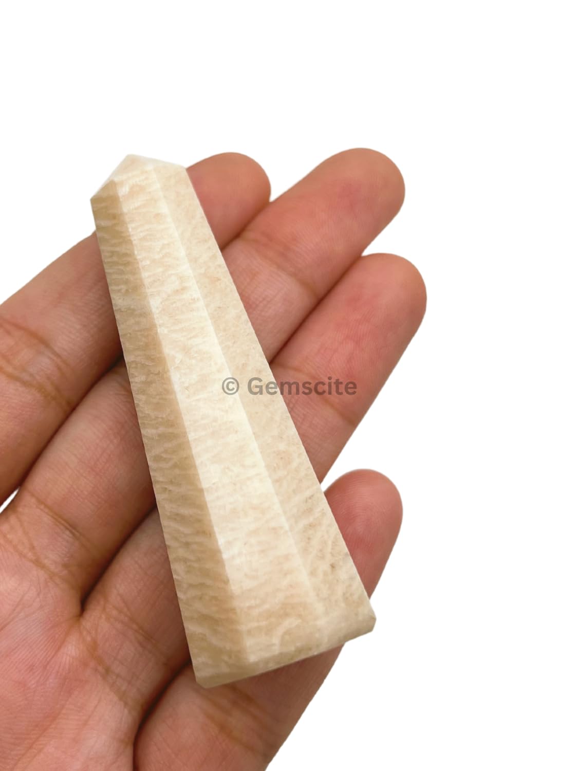 WholesaleGemShop 3 Inch (70 mm) Moonstone Gemstones Obelisk Tower Jumbo Facet Aura Rock Crystal Natural Polished Earth Wand Spirit