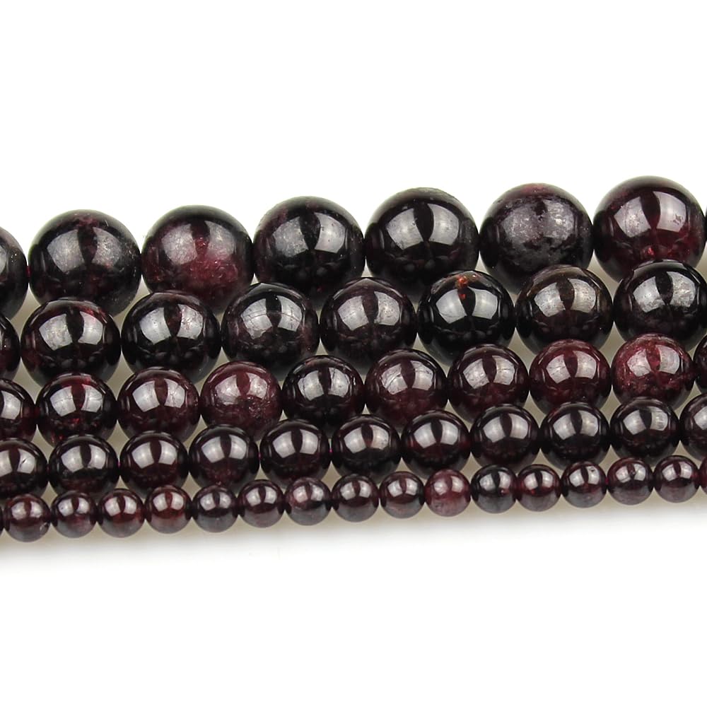 MJDCB Natural Stone Beads Garnet Round Loose Beads for Jewelry Making DIY Bracelet Necklace (8mm)
