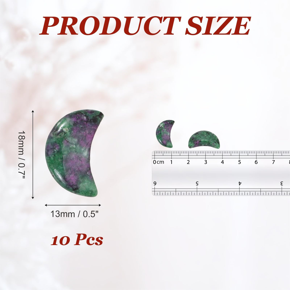 MECCANIXITY 10 Pcs Moon Crystal Worry Stone, 0.5 Inch Length Natural Zoisite Moon Gemstone Bulk, Carved Pocket Stones for Meditation Balancing Pendant Decor