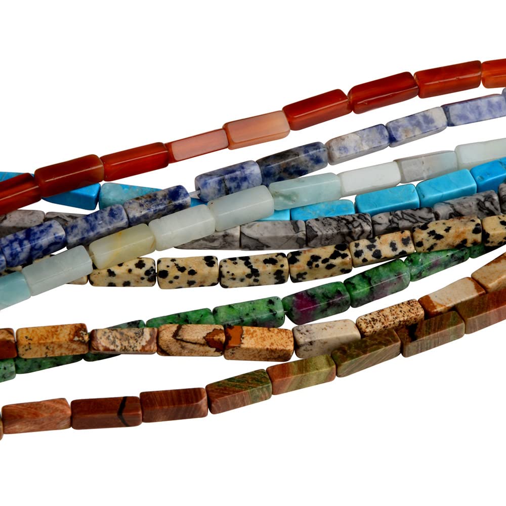 4x13mm Natural Stone Yellow Aventurine Rectangular Column Tube Cylinder Spacer Loose Beads Gemstone for DIY Bracelets Necklace Jewelry Making Strand 15 Inch (28-30pcs)
