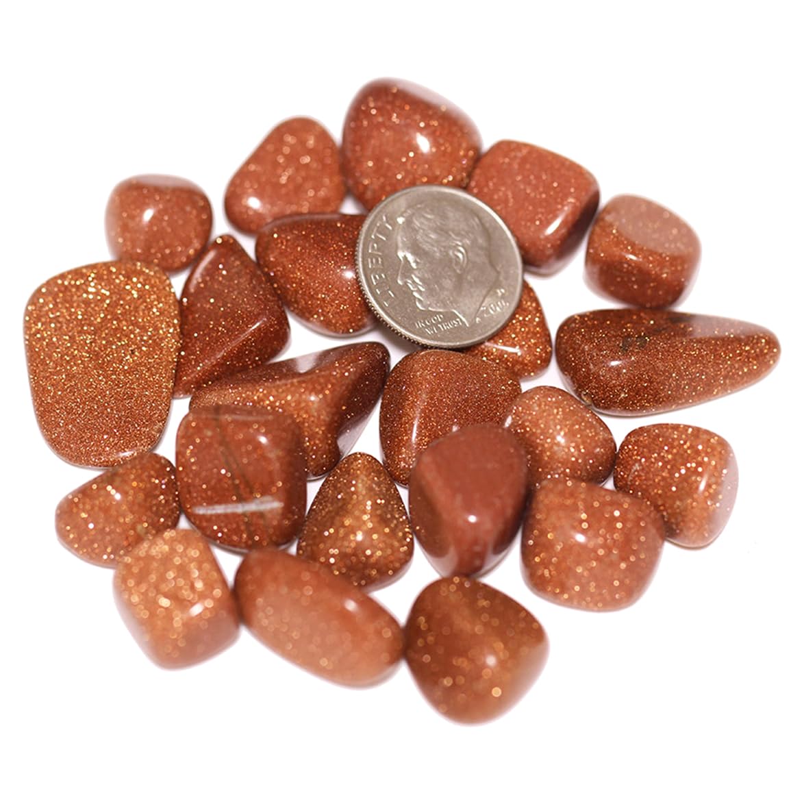 ZenQ 1 lb Gold Sandstone Tumbled Stone Chips Crushed Crystal Quartz Pieces