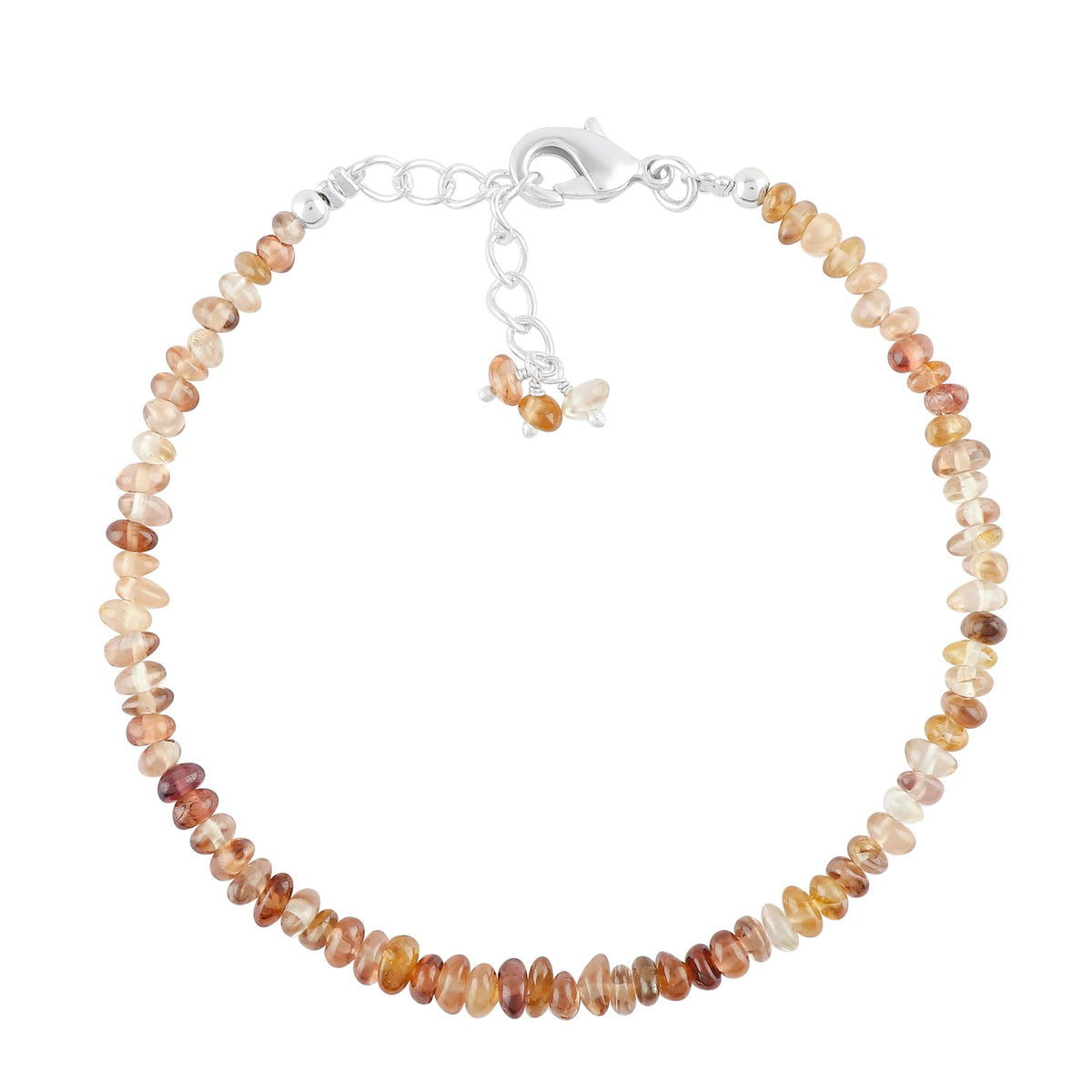 CRYSTALINES Natural Champagne Zircon Gemstones Bracelets, Polished Stones, Handmade, Crystals Dainty Jewelry, Birthstone, Beaded Bracelet, Silver Plated, Adjustable Chain 7+1inch, Women Bracelet