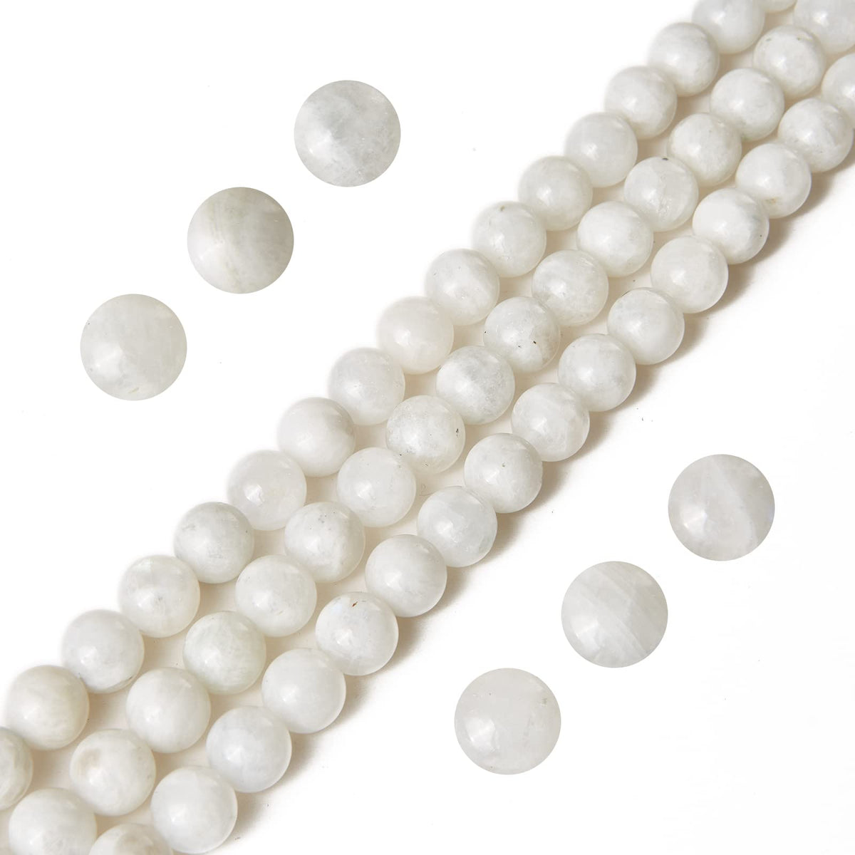 100pcs 8mm Moonstone Beads Natural Gemstone Beads Round Loose Beads for Jewelry Making