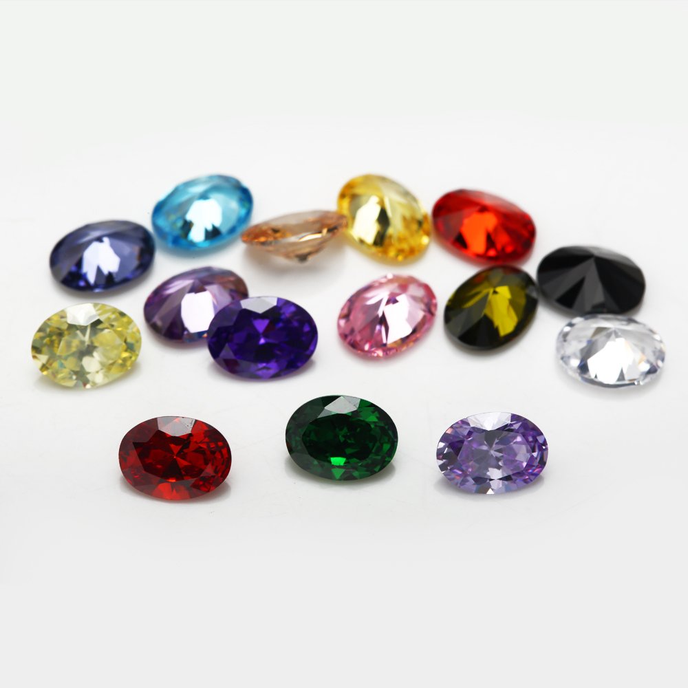 XIANGMO 15pcs 6x8mm 5A Loose Cubic Zirconia Stones Oval Cut CZ Stone Synthetic Gemstone for Jewelry Making, Mix 15 Colors 1pcs per color