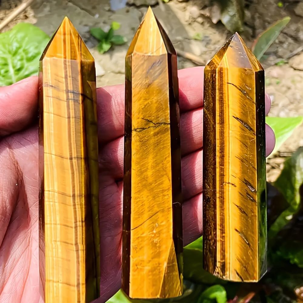 Natural Tiger Eye Stone Crystal Point Wand 5.9 Inch Reiki Healing Crystal Wand for Reiki Chakra Balancing Meditation & Spiritual Energy Therapy(5.9inch Wand Tiger Eye Stone)