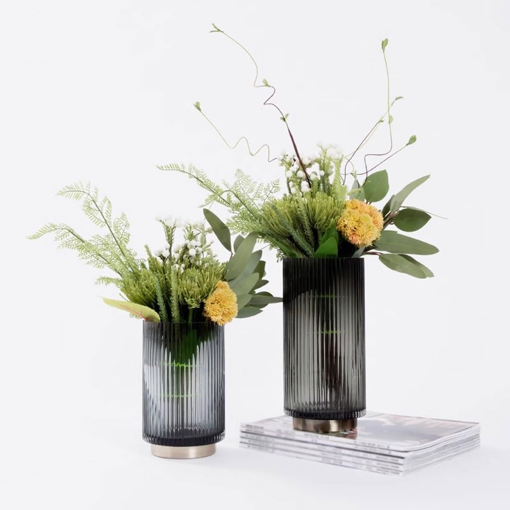 Nordic Light Luxury Simulation Flower Art Set Glass Vase Decoration Living Room Porch Dining Table Coffee Fake Interior Fake Plants(A)
