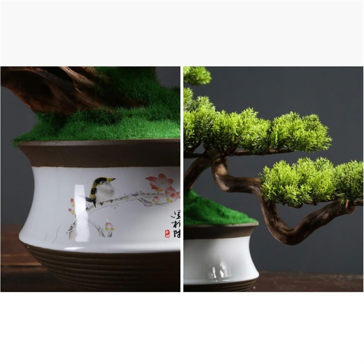 XJOYSL7921 Artificial Bonsai Artificial Bonsai Simulation Tree High-end Light Luxury Greenery Entrance Decoration Ornaments for Home Office