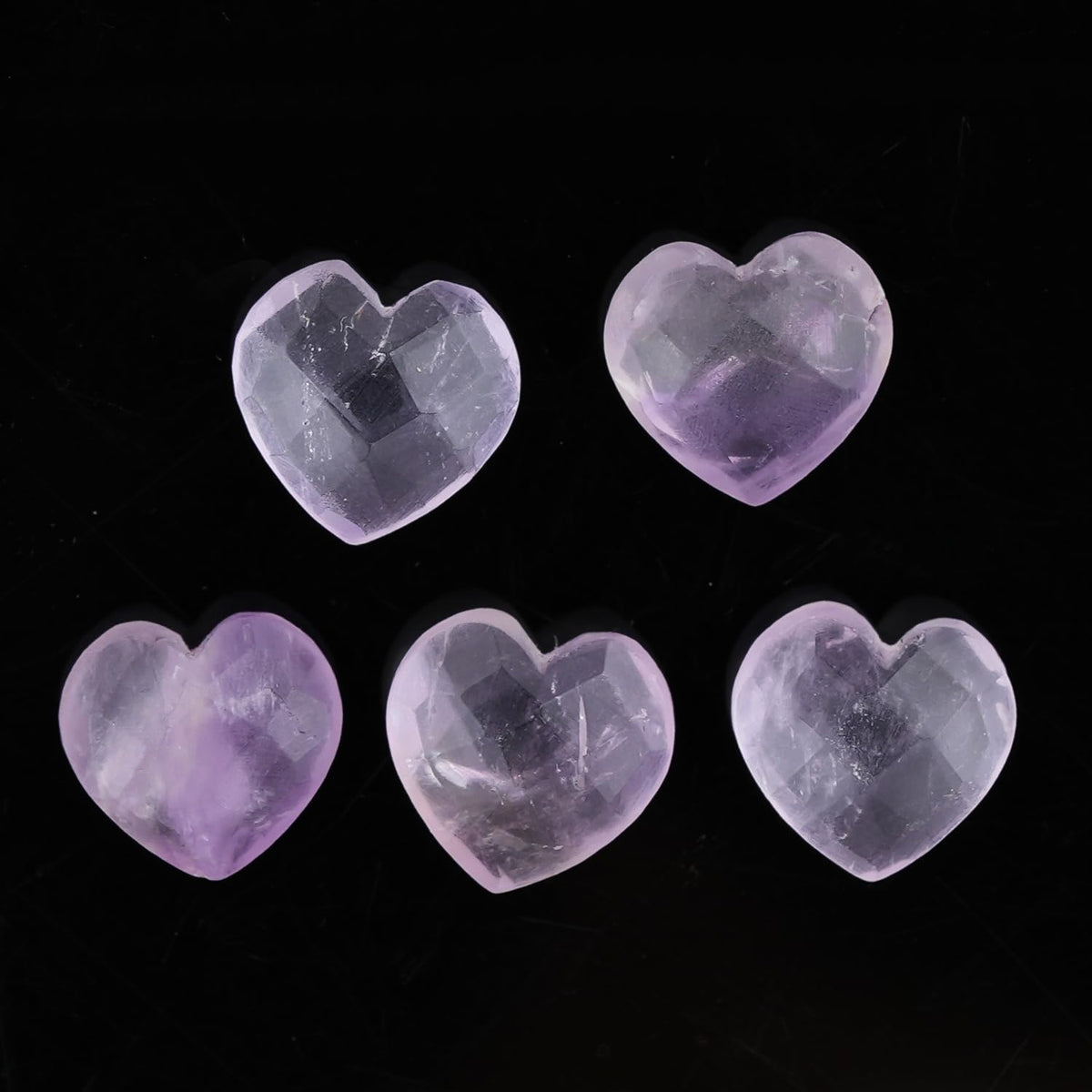 CRYSTALINES 5pcs, Wholesale Natural Amethyst Gemstones, Bulk Heart Shape Stones, Assorted Loose Supply, DIY Craft-Jewelry Making, Chakra Healing Crystals, Gem Collection, 10-12mm
