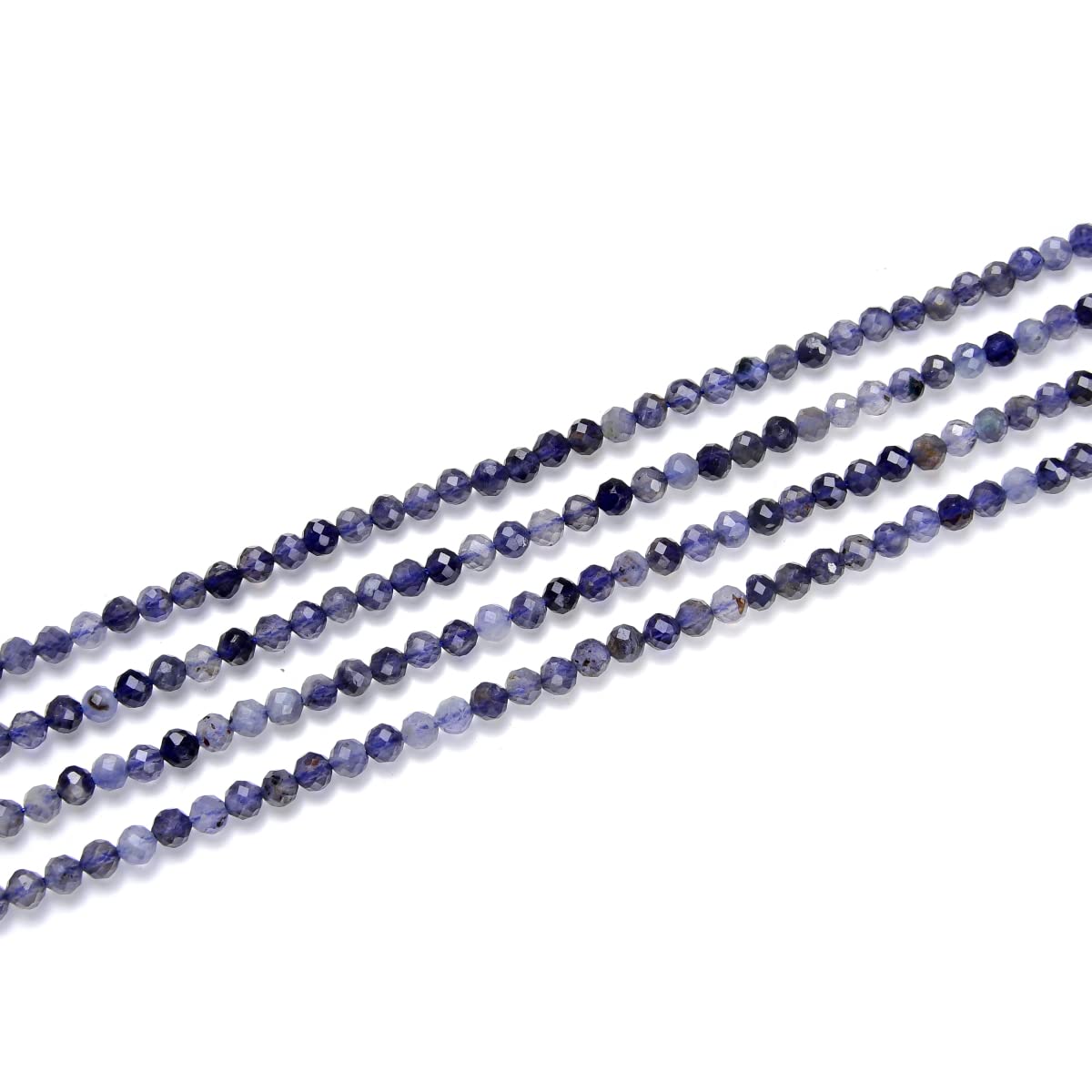 Adabele 15 Inch Natural Iolite Dichroite Healing Gemstone 4mm (0.16 Inch) Tiny Small Faceted Round Loose Beads Stone Spacer (85-95pcs) for Craft Jewelry Making GK4-20