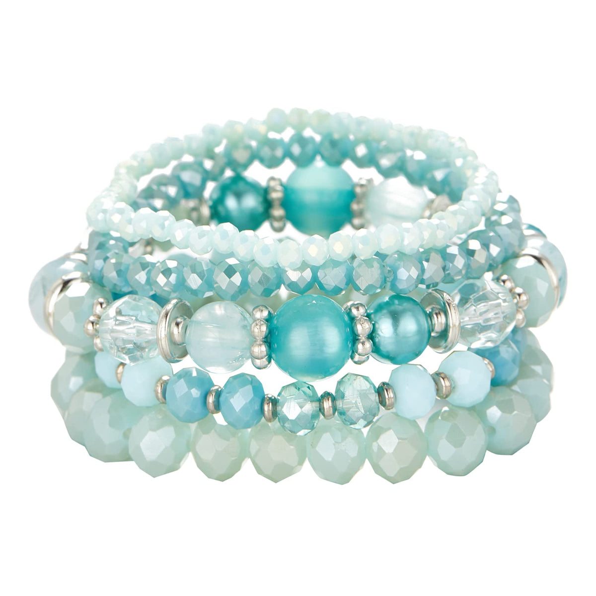 Noessla Beaded Boho Stretch Bracelet Colorful Stackable Crystal Beads Bracelets Trendy Costume Jewelry Mothers Day Gifts for Women(21-Turquoise)