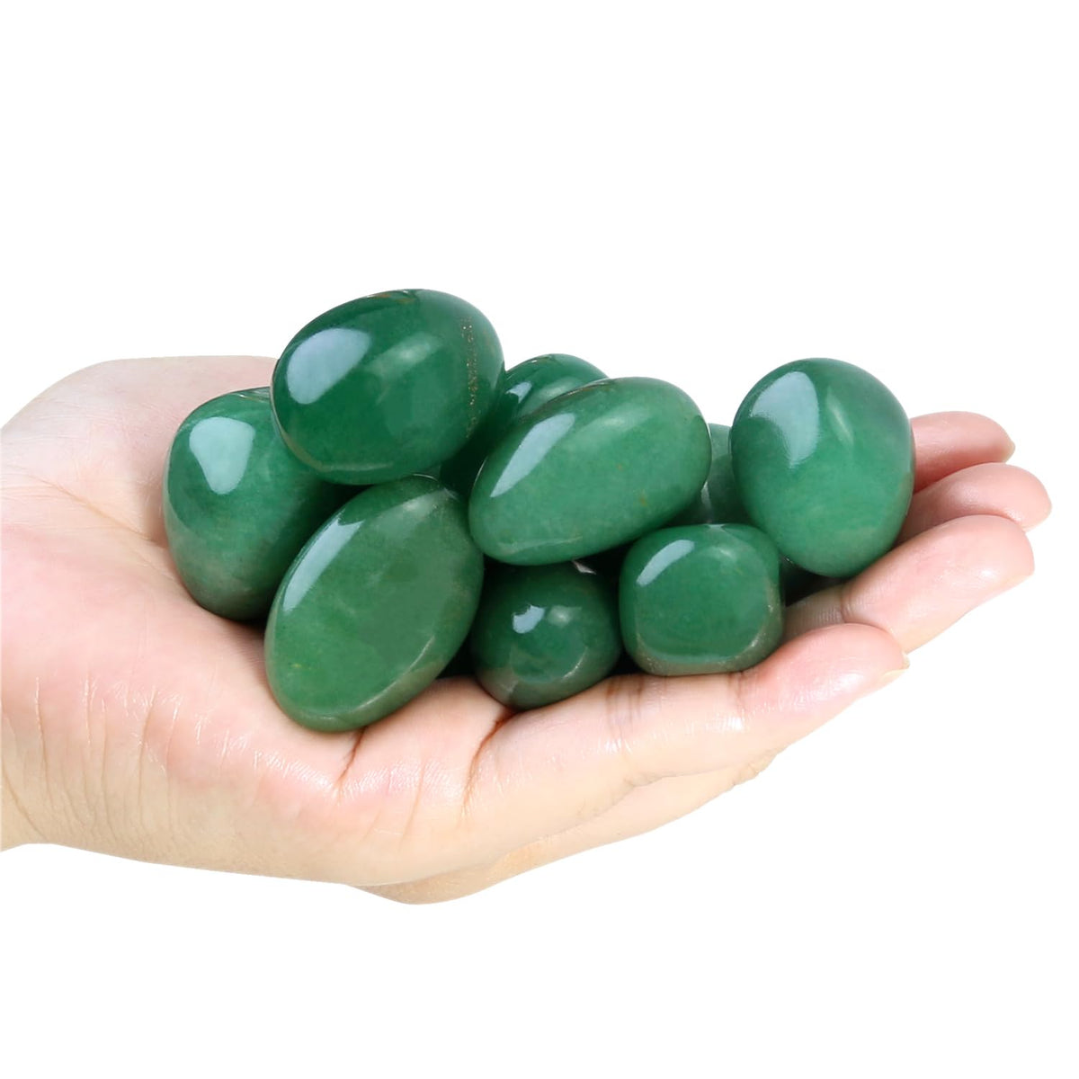 Namzi Brazilian Tumbled Polished Natural Green Aventurine Crystals, Crystals and Healing Stones Quartz Bulk for Wicca, Reiki, Healing Energy, Chakra Stones, Witchcraft Supplies(10 Pcs)