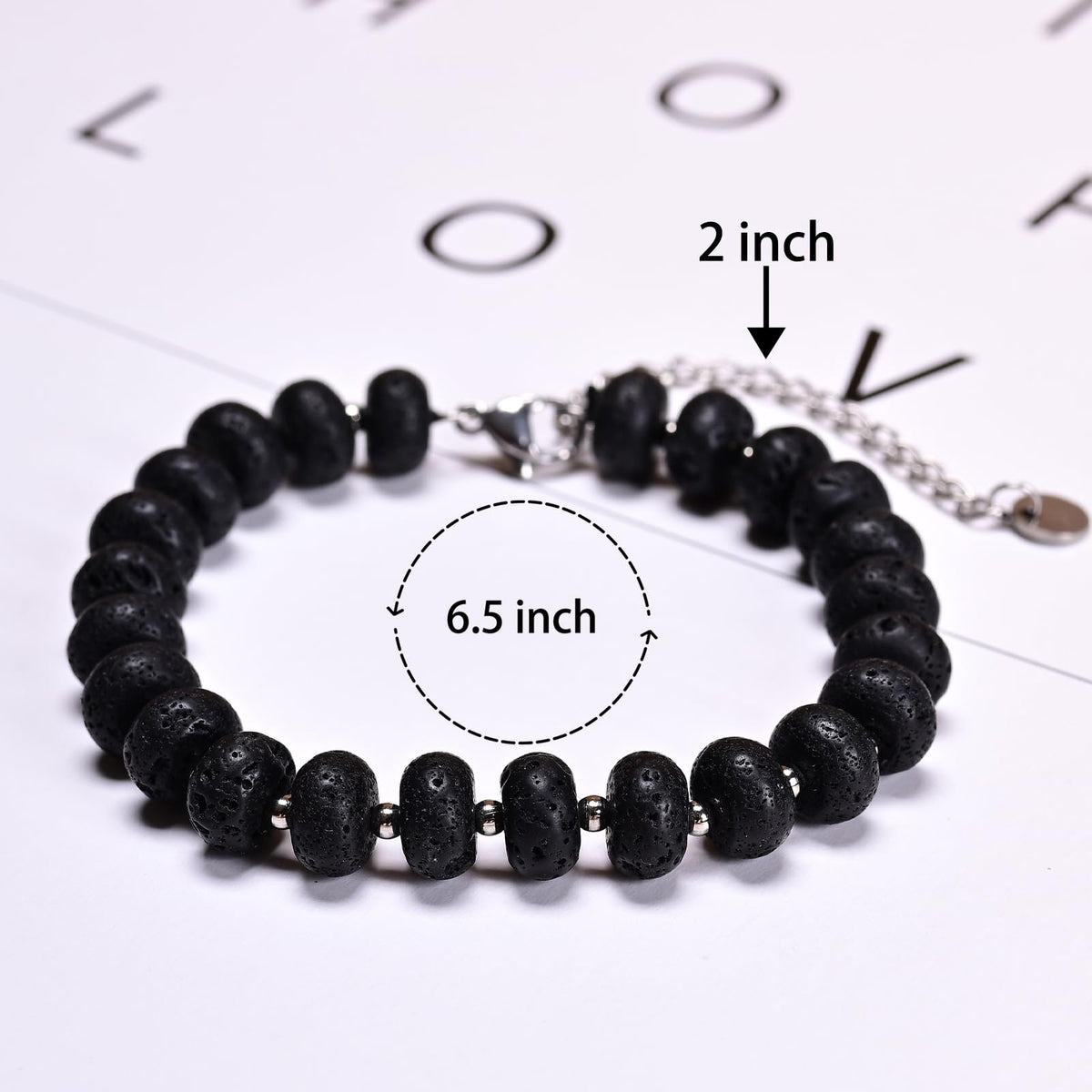 CHCCOYE 5x8mm Natural Healing Gemstone Bracelet – Handmade Yoga Beaded Bracelet, Stress-Relief Crystal Jewelry for Men & Women (Black Lava)