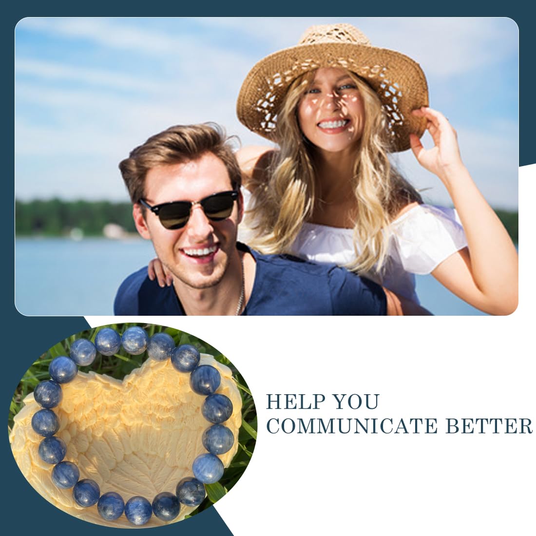 Natural Kyanite Bracelet 10MM for Women Men Beads | Control of Your Life - Fits for About 7.5" Wrist | Anxiety & Stress Relief | Absorb Negative Energy | Come With Box & Velvet Pouch & Beading Kit