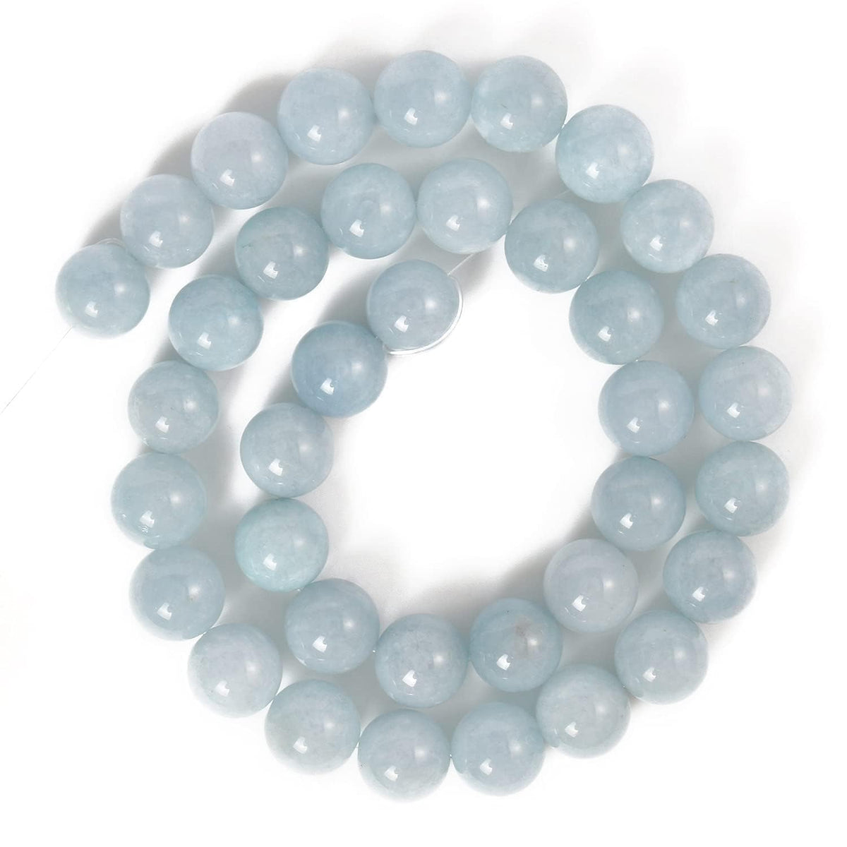About 45pcs 8mm Natural Stone Beads Aquamarine Beads Crystal Gemstone for Jewelry Making, DIY Bracelet Necklace