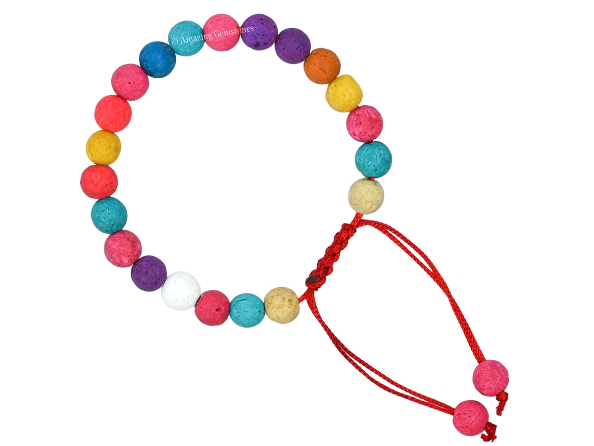 Amazing Gemstone Multi Lava Bracelet for Women Men's Gifts - Protection Healing Crystal Bracelet - 8mm Gemstones Beaded Adjustable Bracelet Pulseras Para Hombres Mujer Stocking Stuffers