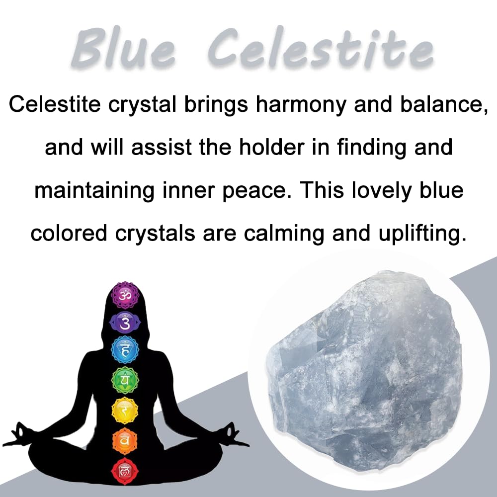 2PCS Natural Raw Stone Healing Crystals Bulk Healing Gemstones for Reiki Tumbling Fountain Rocks Meditation Garden Home Decor (Blue Celestite)
