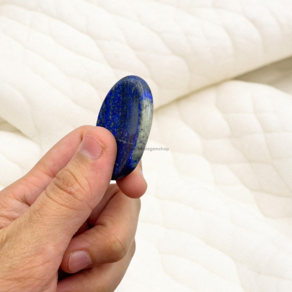 Wholesalegemshop Lapis Lazuli Thumb Worry Stones Metaphysical Gemstone Crystal Healing Reiki Men Women Gift FENG Shui Positive Energy Love Wellness Palm Stones Wicca Powerful