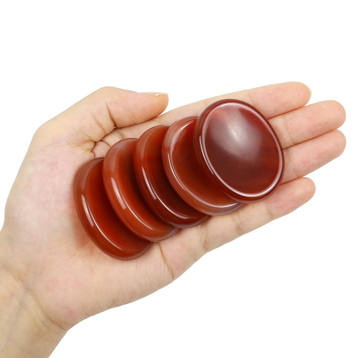 Nvzi Worry Stones Carnelian Crystal, Chakra Crystals and Healing Stones, Oval Palm Stone, Thumb Stone, Crystals for Beginners, Spiritual Gifts for Women, Meditation Accessories (1PCS)