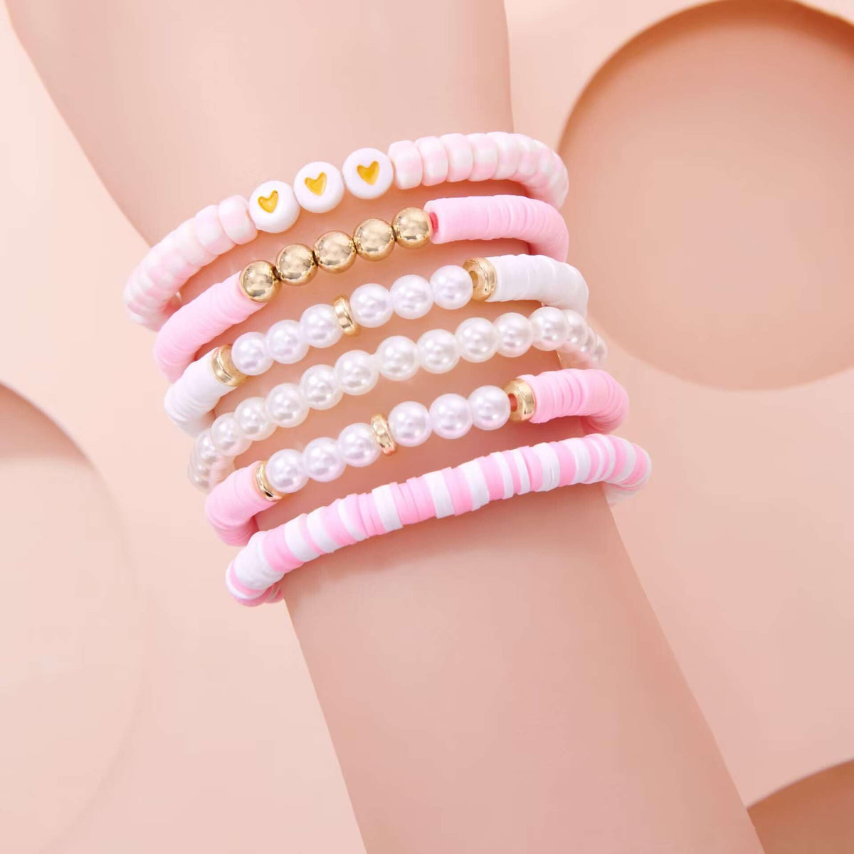 YEOSMINE Boho Heishi Clay Beaded Stretch Bracelets Stack For Women, Preppy Teens Friendship Gold Bracelets Cute Beach Surfer Accessories Bulk Set Trendy Fashion Jewelry